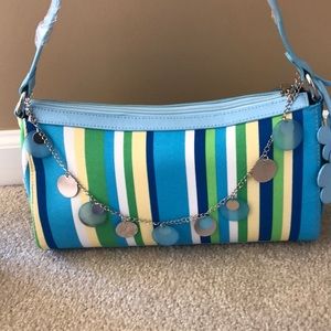 Blue striped brand new satchel